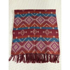 Boho Southwestern Aztec Fringe Shawl Wrap Blanket Scarf Poncho 72” X 21” NEW